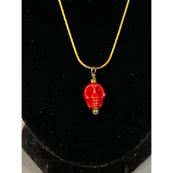 7 Handmade Skull Gold Necklace, Different Rainbow Colors- Same Style - Picture 2 of 9